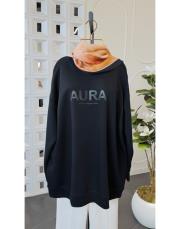 aura premium çelik örme tunik siyah
