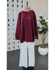 aura premium çelik örme tunik bordo