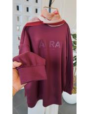 aura premium çelik örme tunik bordo 2