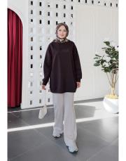 aura premium çelik örme tunik kahve