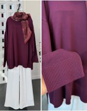 parya merserize triko tunik bordo