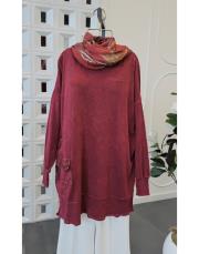 bione %100 pamuk triko kot garnili tunik bordo 2