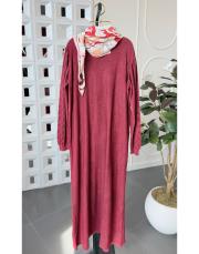 vina %100 pamuk triko elbise bordo 2