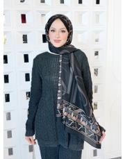 emma yün ipek şal siyah
