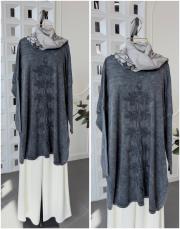 fari %100 pamuk nakışlı tunik siyah