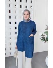 parina %100 pamuk triko asimetrik tunik lacivert 2