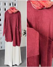 parina %100 pamuk triko asimetrik tunik bordo