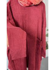 parina %100 pamuk triko asimetrik tunik bordo 3