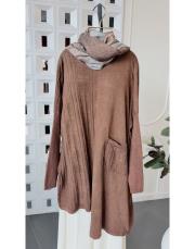 parina %100 pamuk triko asimetrik tunik kahve 2