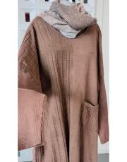 parina %100 pamuk triko asimetrik tunik kahve 3