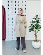 nivana ithal nubuk kuşaklı oversize kap bej 3