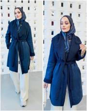 nivana ithal nubuk kuşaklı oversize kap lacivert