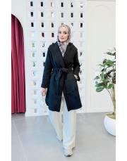 nivana ithal nubuk kuşaklı oversize kap siyah 2