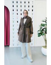 nivana ithal nubuk kuşaklı oversize kap acı kahve 3