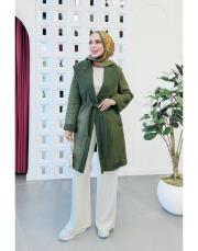 nivana ithal nubuk kuşaklı oversize kap haki 2