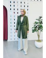 nivana ithal nubuk kuşaklı oversize kap haki 3