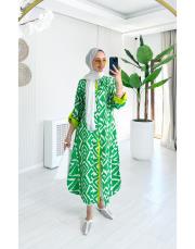 üçgen gömlek elbise yeşil