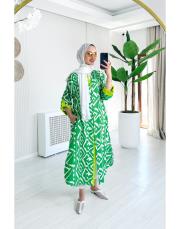 üçgen gömlek elbise yeşil 2