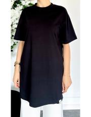 yarım kol pamuklu içlik tişört siyah