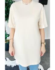 yarım kol pamuklu içlik tişört taş