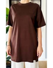 yarım kol pamuklu içlik tişört kahve