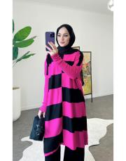 galina triko tunik siyahfuşya 2