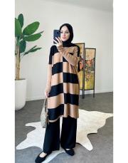 galina triko tunik camel siyah